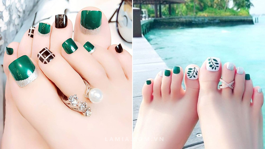 Mẫu móng chân sơn gel đi biển
