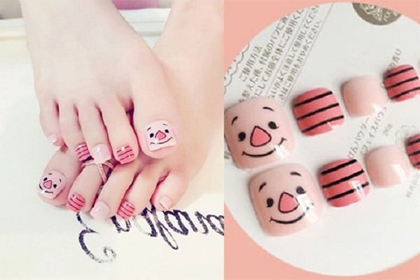 mẫu móng chân vẽ con vật con heo