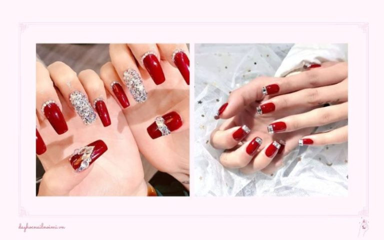 Khám phá 50+ Mẫu Móng Tay Sơn Đỏ Đẹp Quyến Rũ Nhất Tại Ảnh Nail Mẫu móng đỏ cherry gắn đá có một không hai, tạo điểm nhấn độc đáo