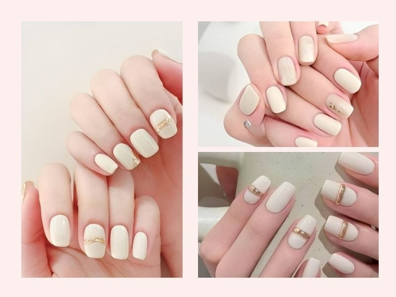 Mẫu móng tay da ngăm với màu trắng sữa nhẹ nhàng
