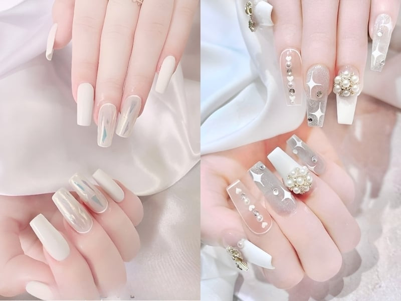 Mẫu móng tay đẹp 2024 dành cho cô dâu với vẻ đẹp thanh lịch và tinh tế.