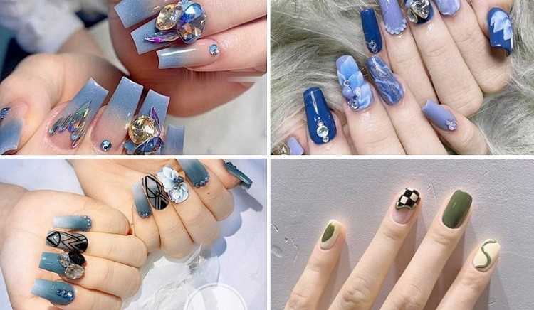 Khám Phá Các Mẫu Móng Tay Đẹp Năm 2024 Đầy Quyến Rũ Mẫu móng tay đẹp năm 2024 màu xanh trendy