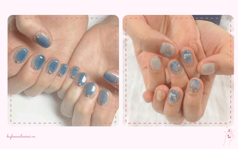 Mẫu móng tay đẹp ombre pastel kiểu sơn gel mix cho móng ngắn