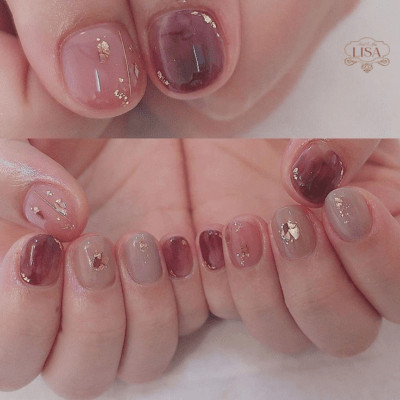 Mẫu móng tay hồng thạch nhẹ nhàng cho móng ngắn tự nhiên