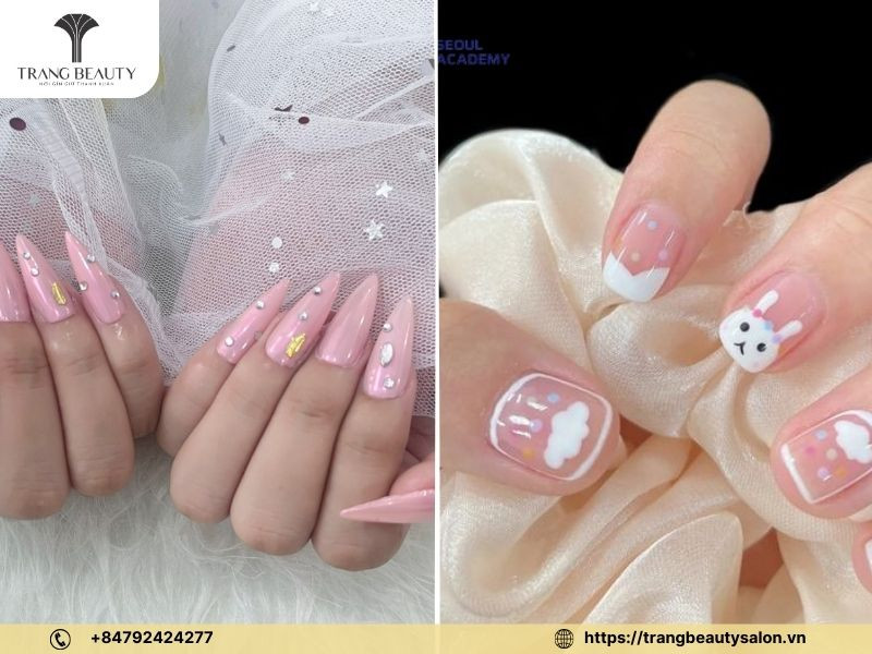 Màu móng tay hot trend hồng pastel dịu ngọt, phù hợp mọi lứa tuổi