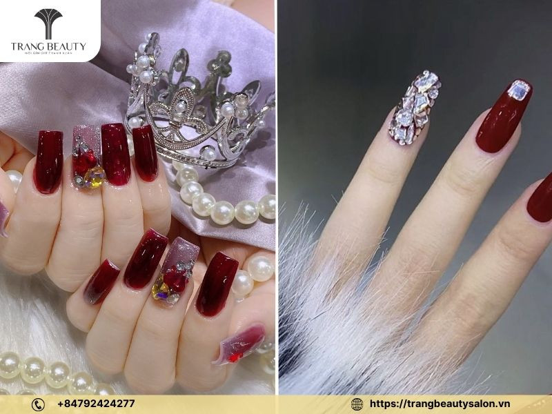 Màu móng tay hot trend năm 2024 nâu đỏ siêu tôn da