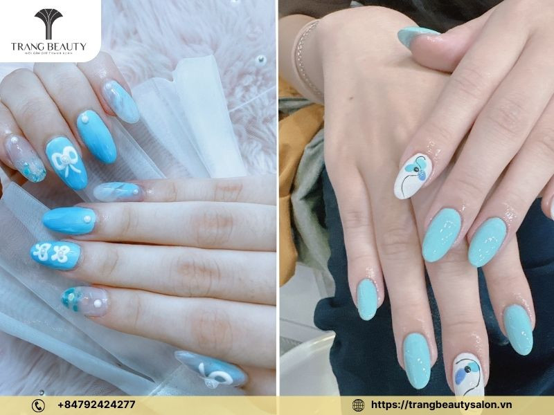 Màu móng tay hot trend xanh dương mát mắt, dịu nhẹ cho mùa hè