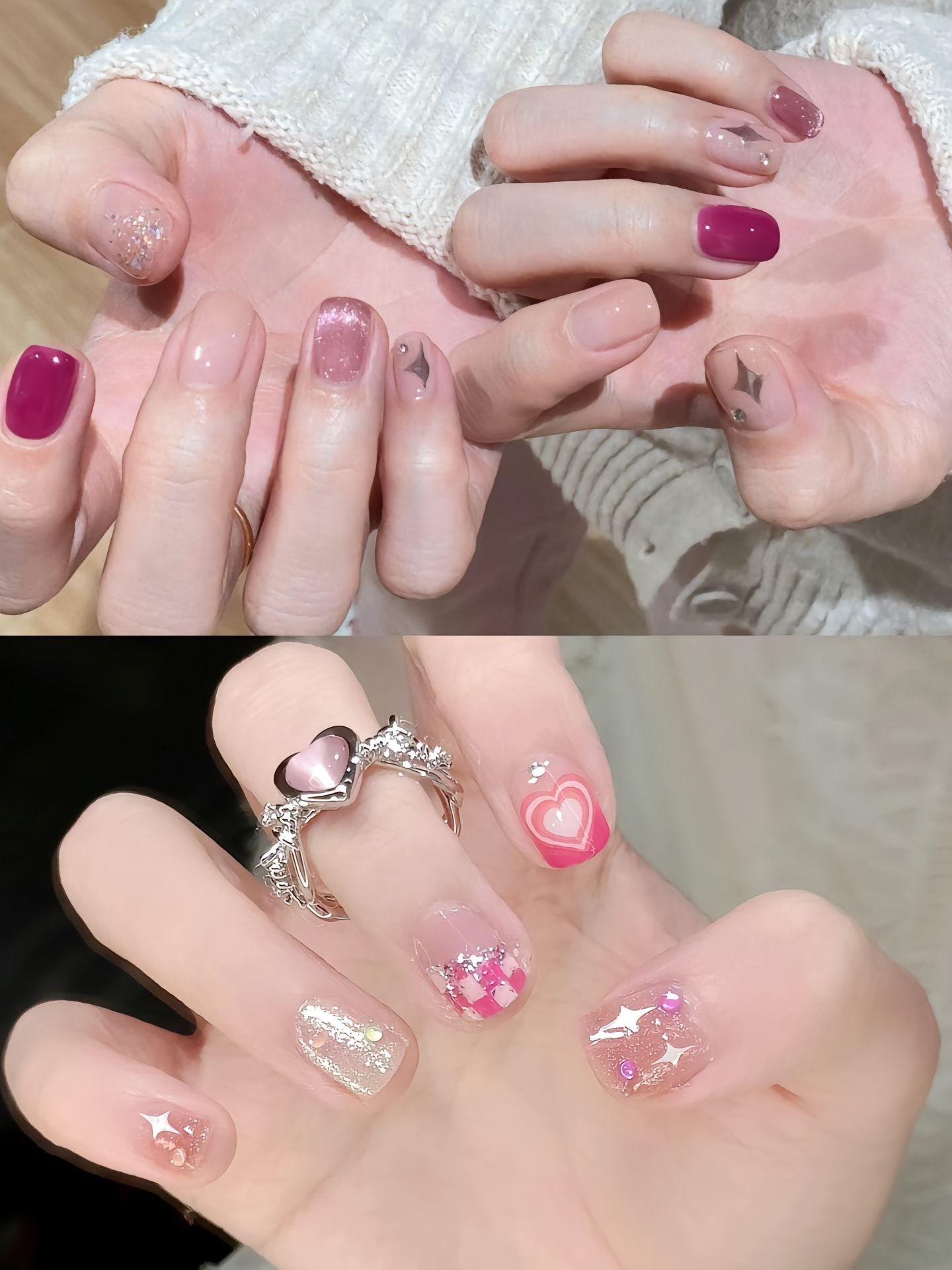 mẫu móng tay màu thạch hồng nhũ kim tuyến lấp lánh, mang đến vẻ đẹp cuốn hút và thời thượng.