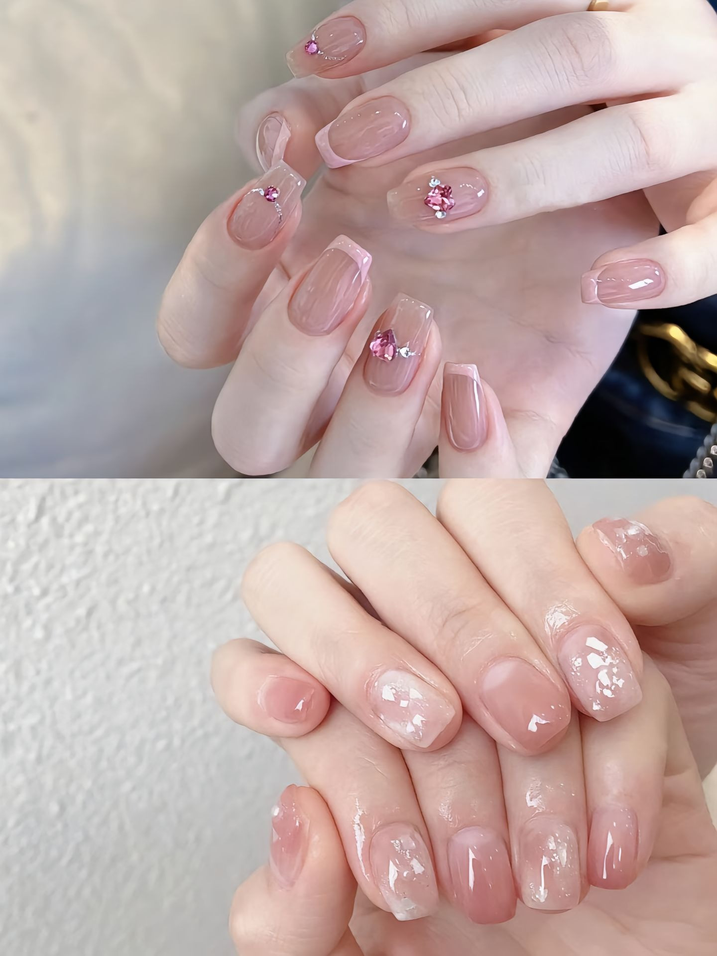 mẫu móng tay màu thạch hồng ombre chuyển màu, tạo hiệu ứng mềm mại và bay bổng cho đôi tay.