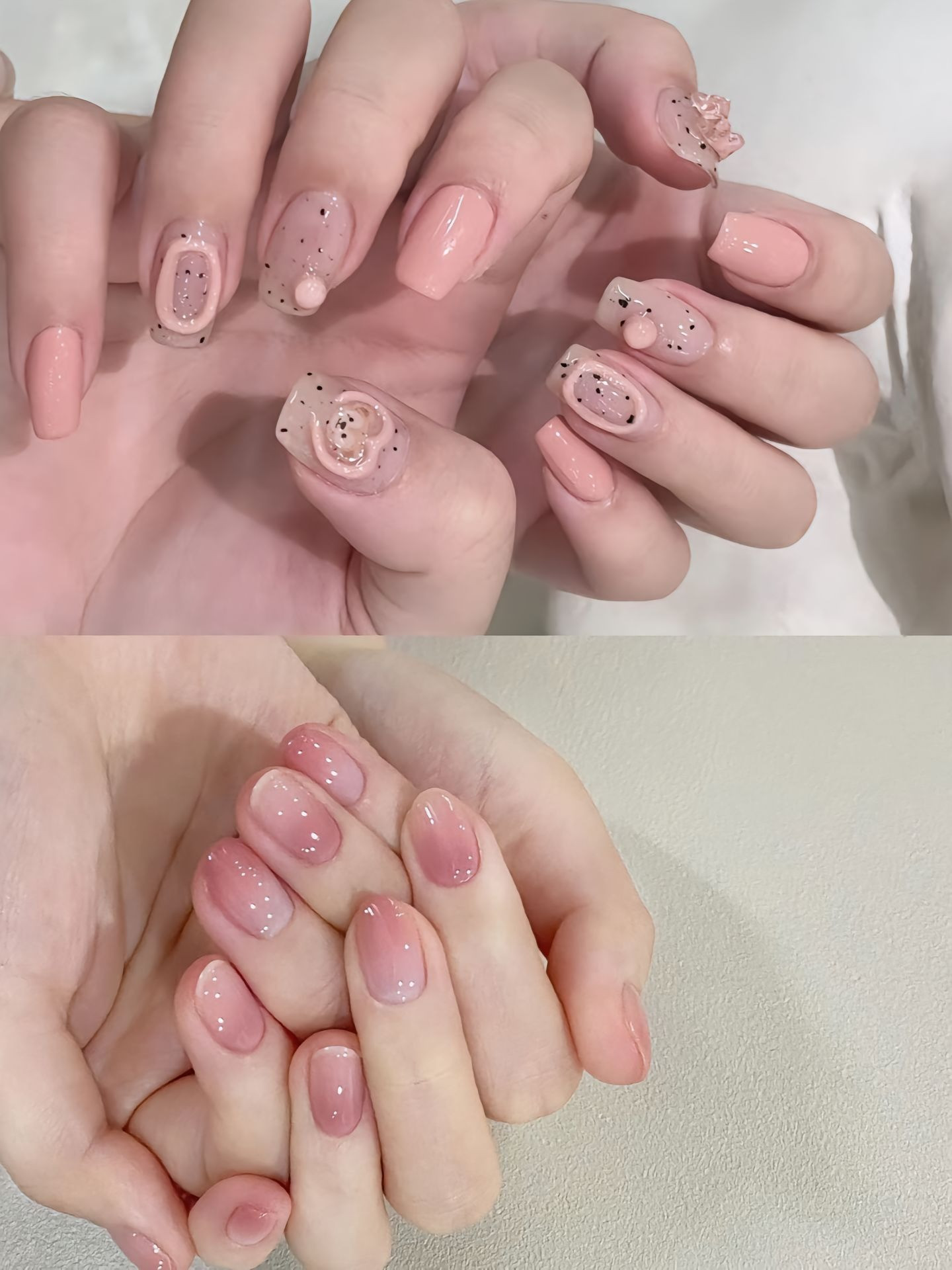 mẫu móng tay màu thạch hồng phối họa tiết truyền thống, rạng rỡ đón Tết Nguyên Đán.