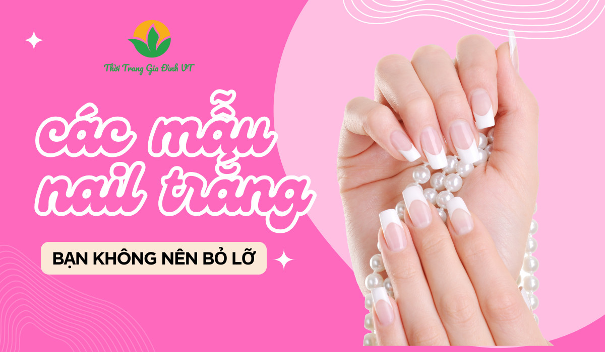 Mẫu móng tay màu trắng đính đá lấp lánh
