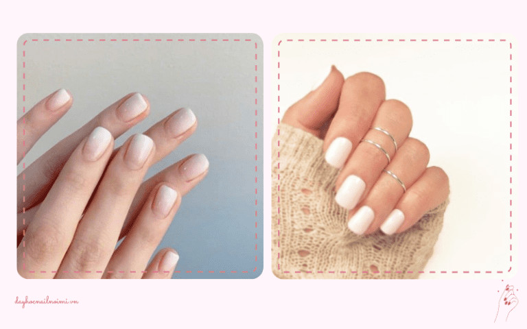 Mẫu móng tay màu trắng sữa trơn đơn giản