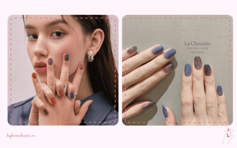Mẫu móng tay ombre với tông màu tím sang trọng
