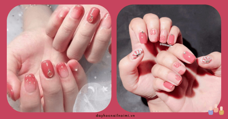 Mẫu móng tay thạch hồng đơn giản, trong trẻo tự nhiên