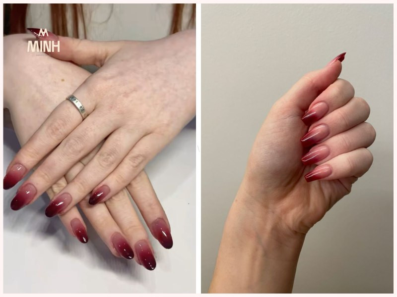 Mẫu móng tay thạch màu đỏ cherry quyến rũ, tôn lên sự sang trọng