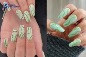 Mẫu móng tay xanh ngọc đường gợn sóng