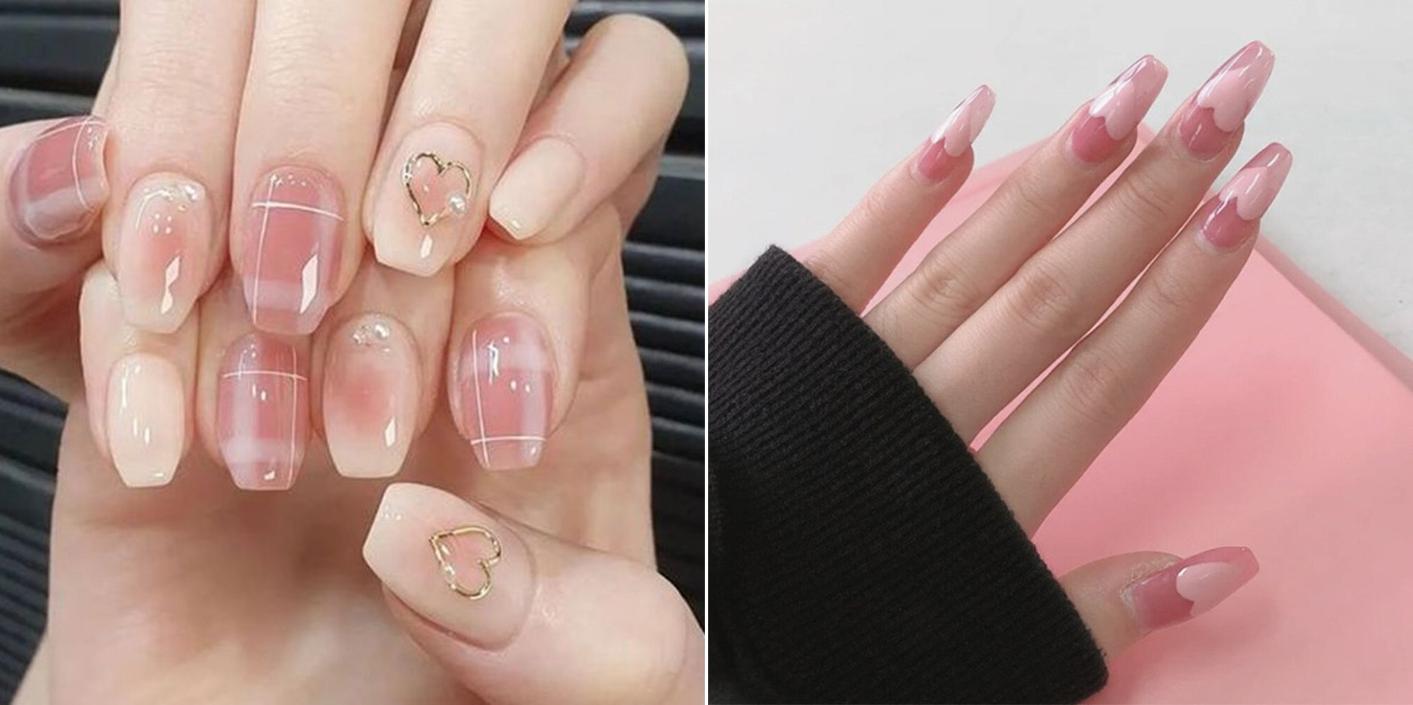 mẫu móng tay xinh đơn giản hồng nhạt cho học sinh