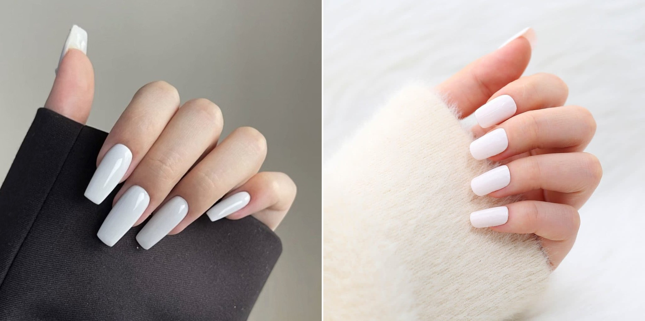 mẫu móng tay xinh đơn giản màu trắng trơn basic