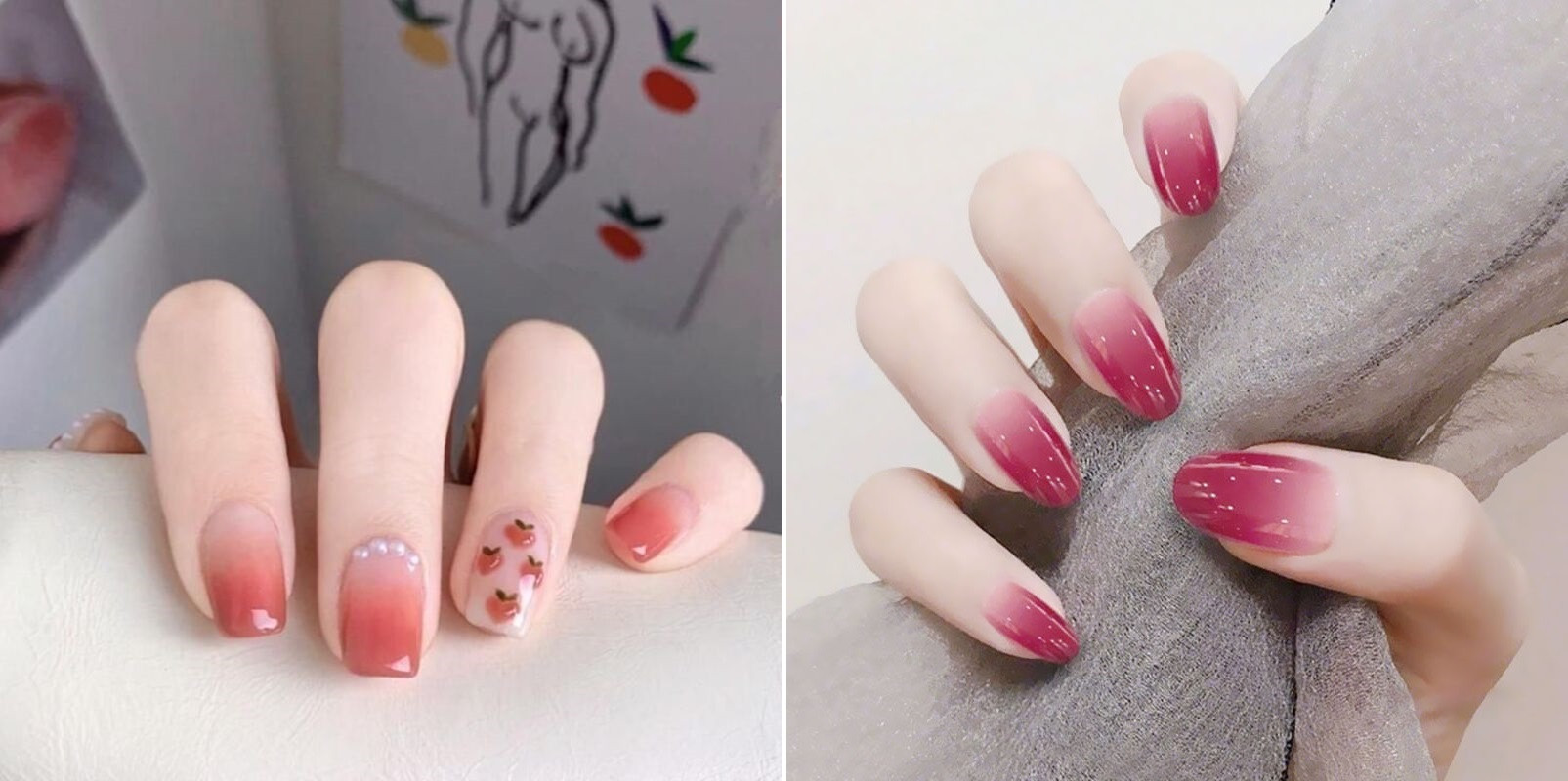 mẫu móng tay xinh đơn giản sơn ombre 2 màu
