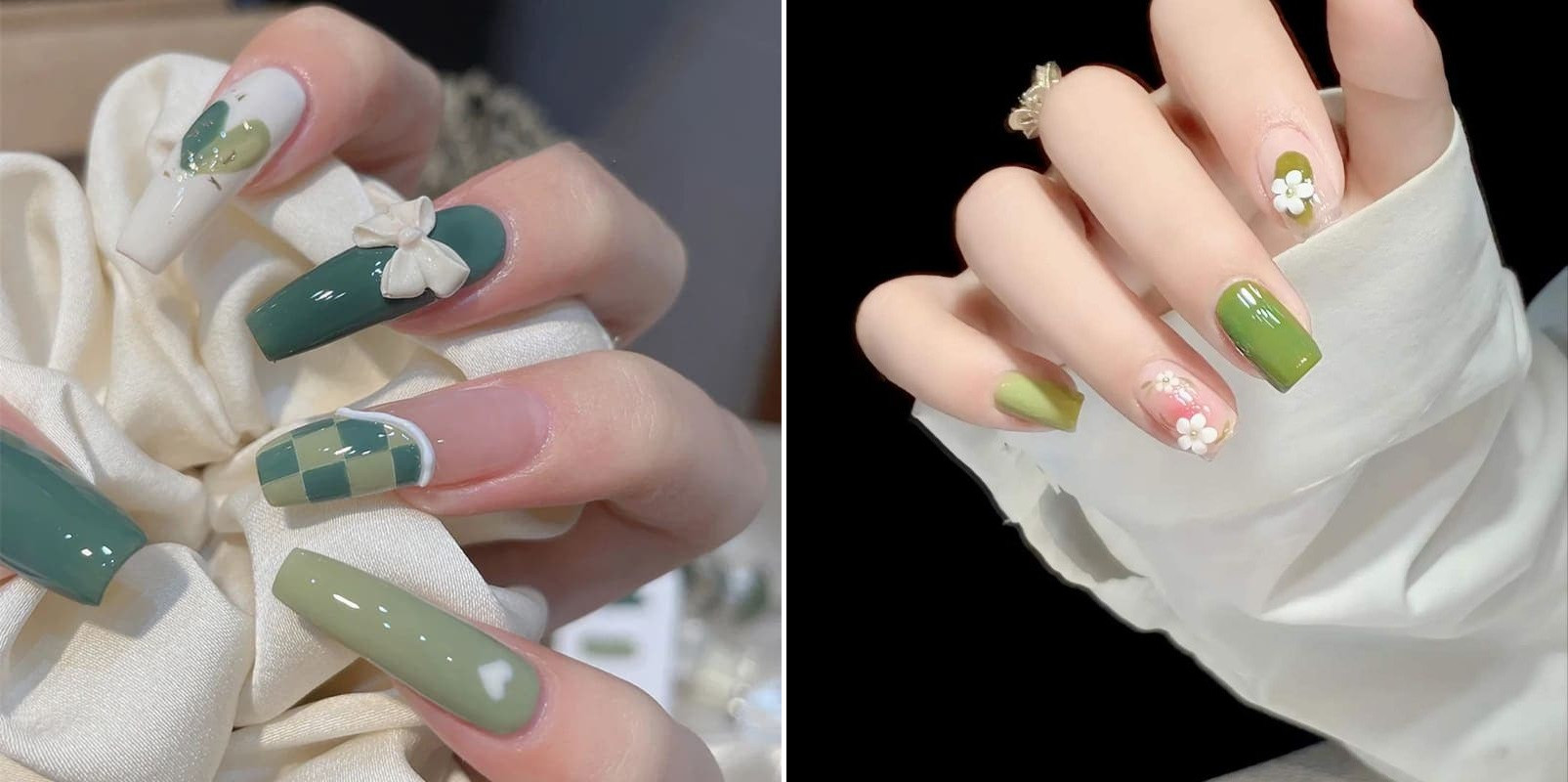 mẫu móng tay xinh đơn giản xanh ngọc dịu dàng