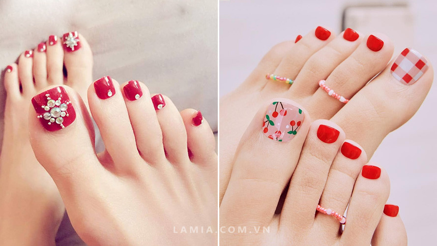 Mẫu nail art móng chân đẹp cho làn da trắng