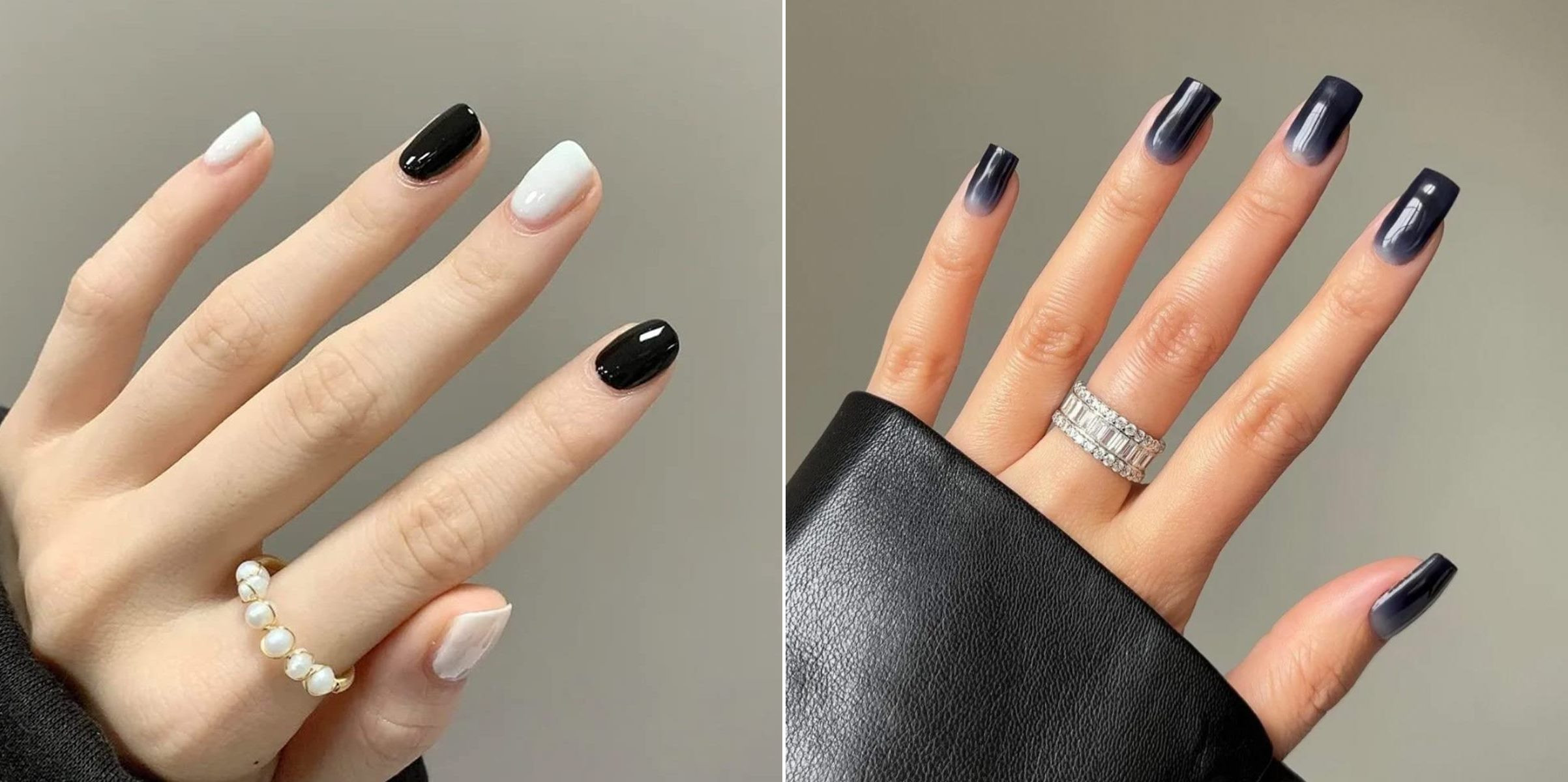 Mẫu nail đẹp đen kết hợp họa tiết vàng gold sang trọng