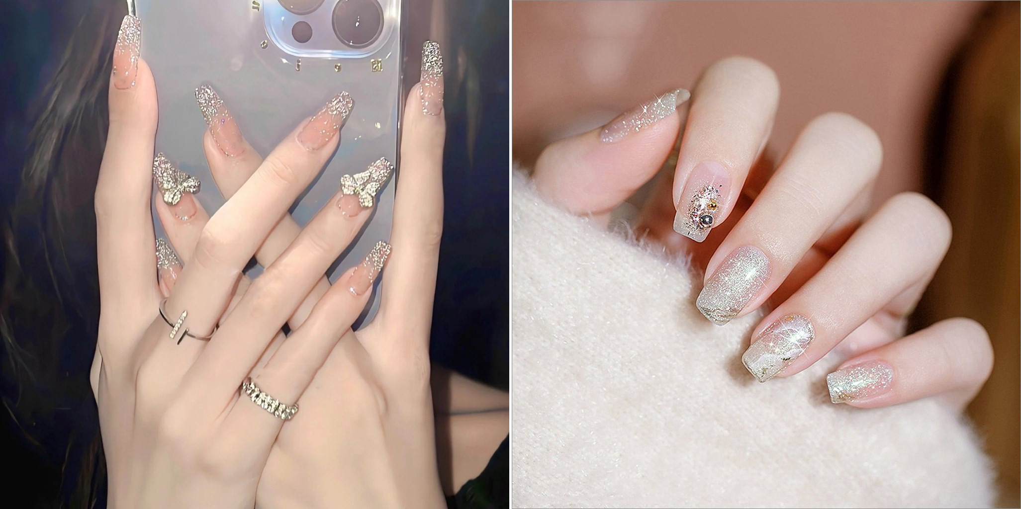 Mẫu nail đẹp kim tuyến đa dạng, đáp ứng mọi sở thích