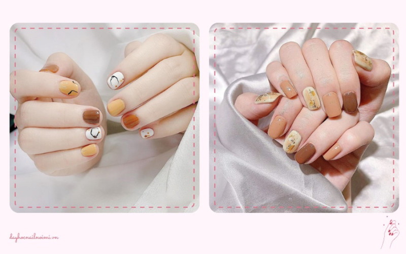 Mẫu nail đẹp nhẹ nhàng kiểu Hàn Quốc với họa tiết dễ thương