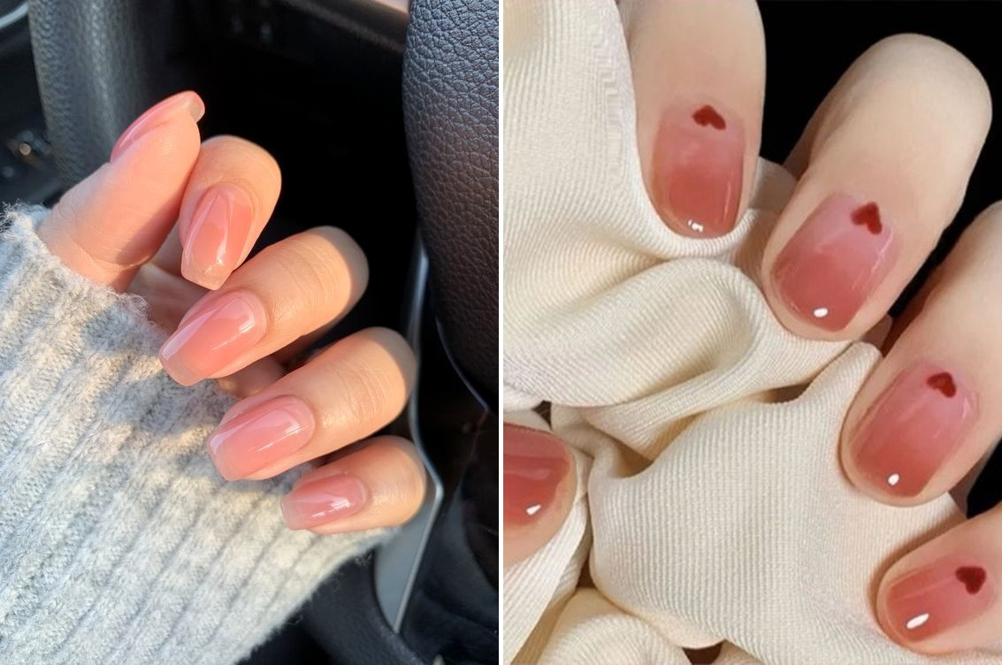 Mẫu nail đẹp sơn thạch trong trẻo