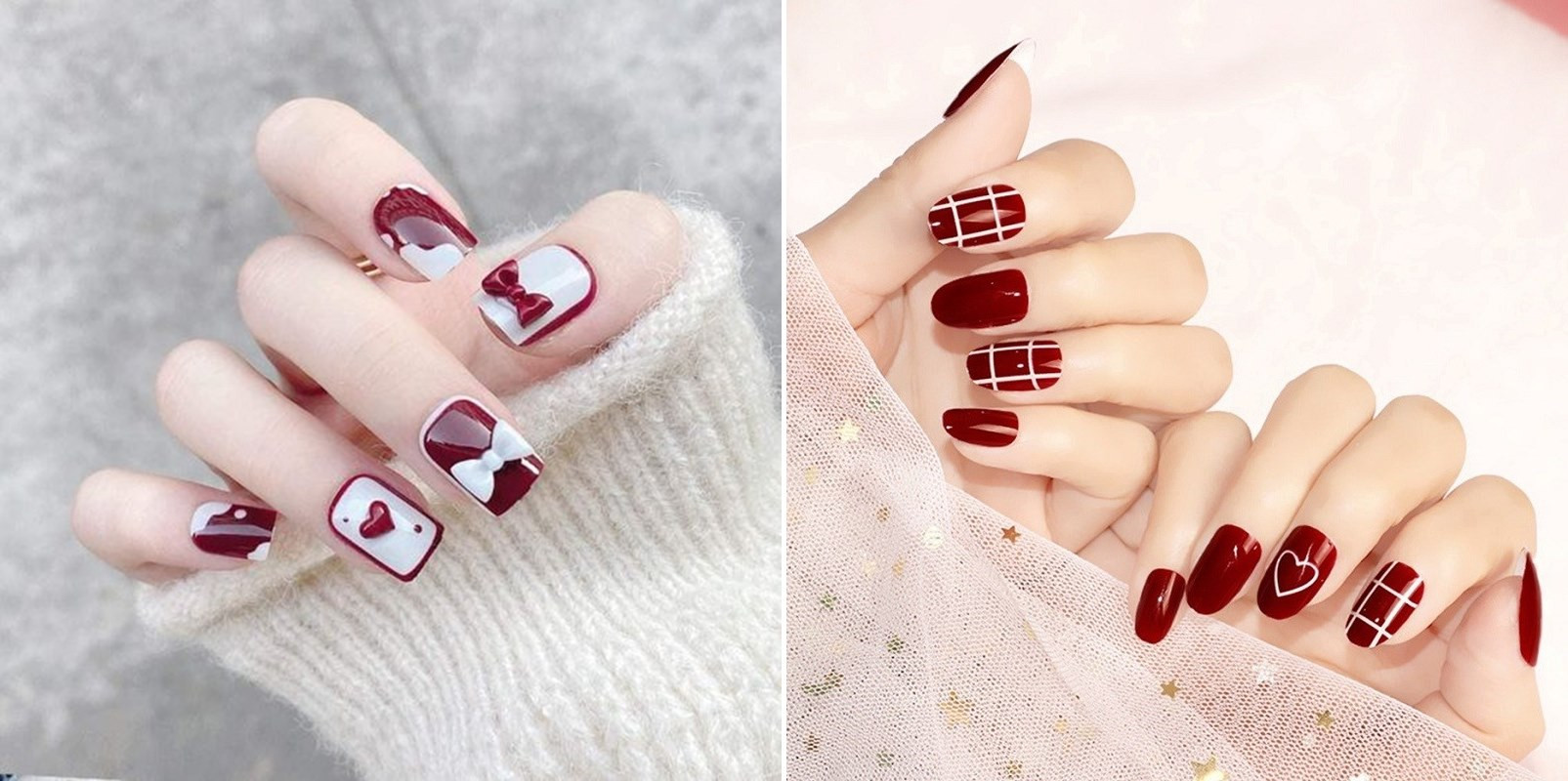 mẫu nail đẹp tự nhiên cho dịp Tết với họa tiết truyền thống