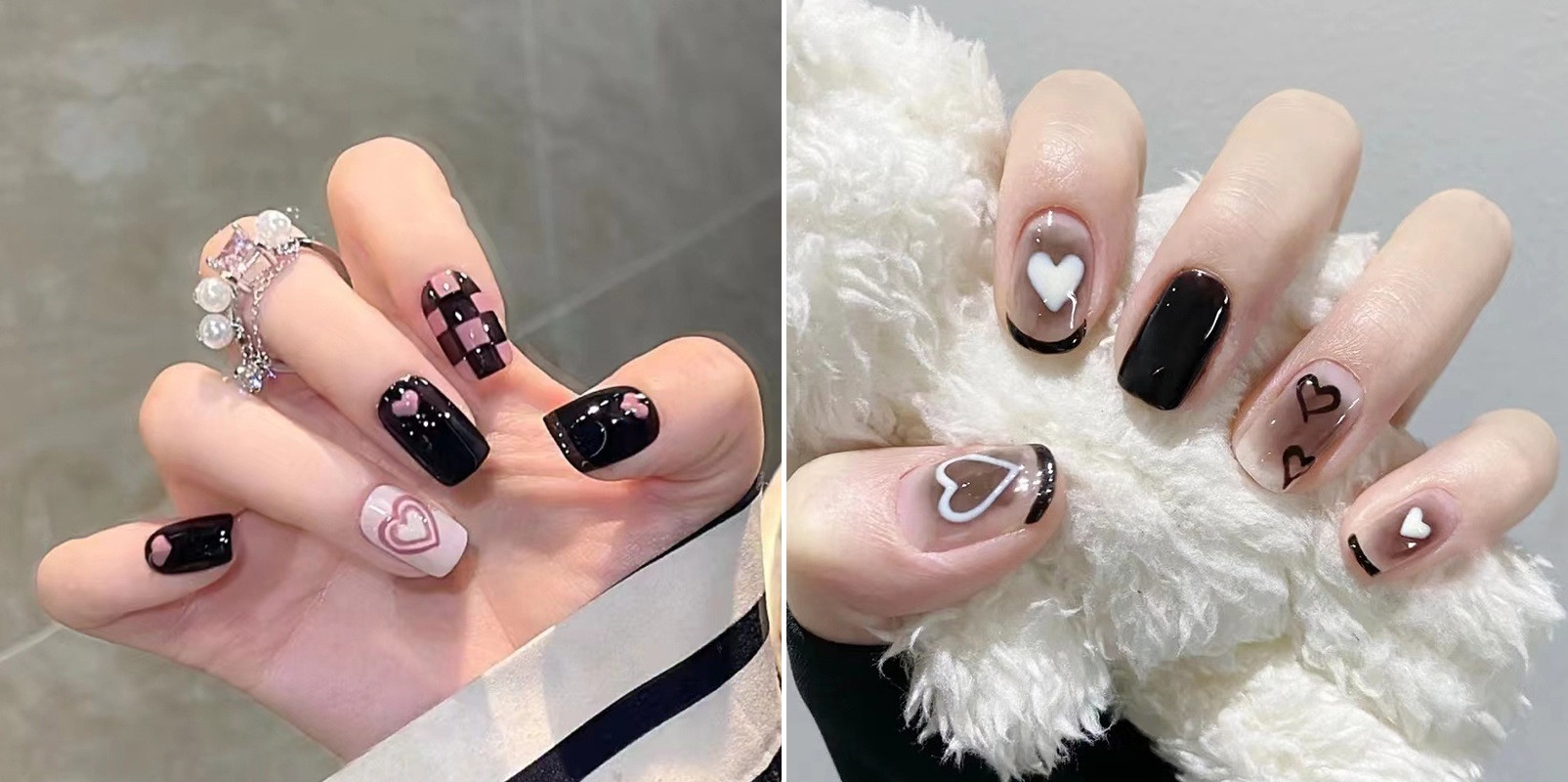 mẫu nail đẹp tự nhiên màu đen huyền bí