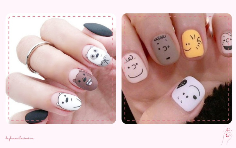 Mẫu nail hoạt hình We Bare Bears đáng yêu