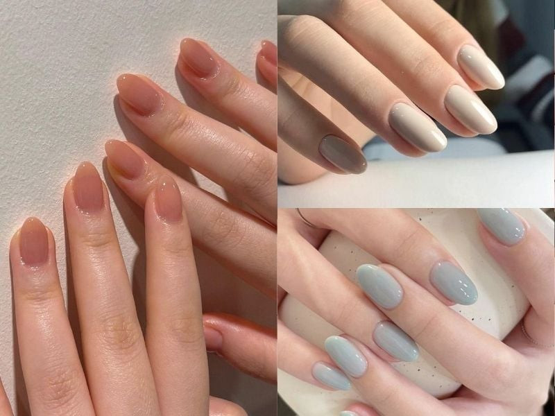 Mẫu nail màu hồng pastel đất tôn da ngăm