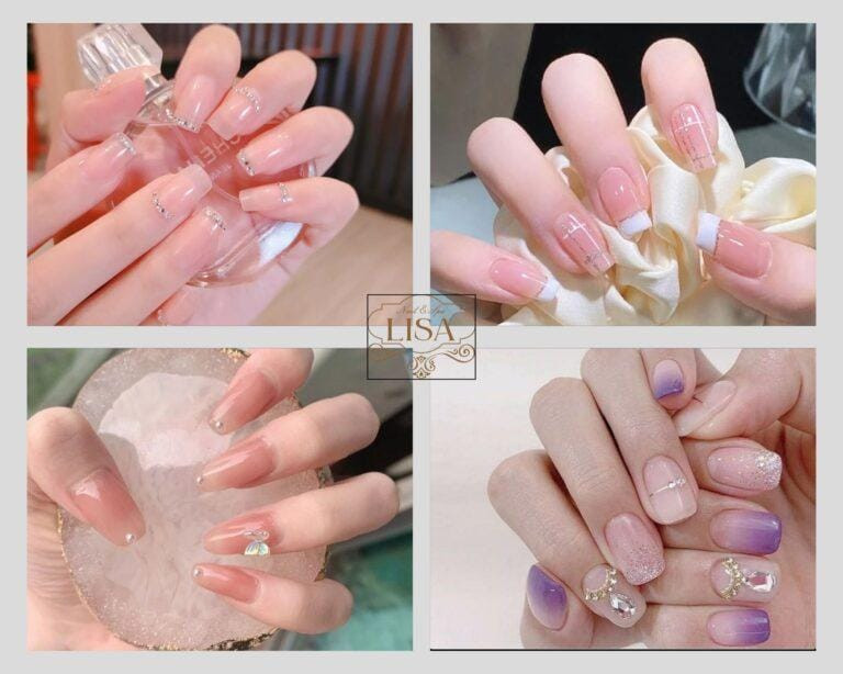 Mẫu nail màu hồng pastel dịu dàng, họa tiết hoa nhỏ, mang lại sự ngọt ngào và hạnh phúc cho mệnh Mộc
