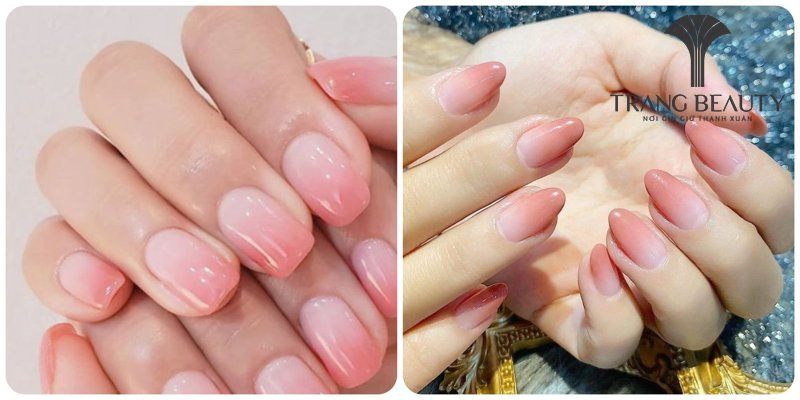 Mẫu nail ombre đầu móng màu trắng sữa chuyển dần sang màu nude, tạo vẻ đẹp mềm mại