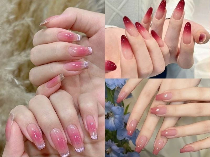 Mẫu nail ombre nâu be nhẹ nhàng tôn da ngăm