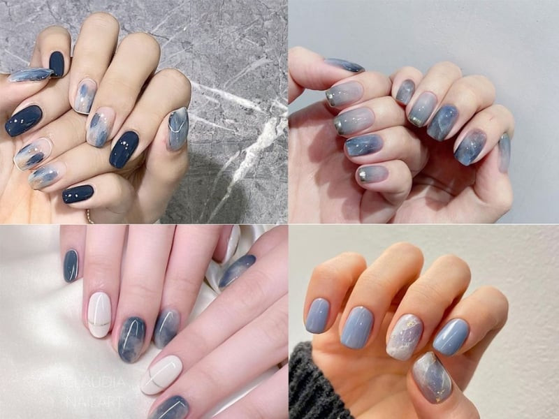 Mẫu nail vân đá nâu trầm tinh tế tôn da ngăm