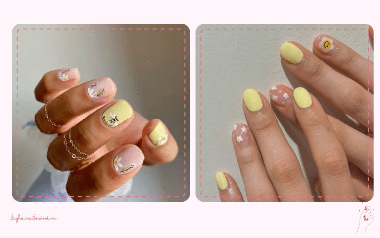 Mẫu nail vàng chanh cho da ngăm