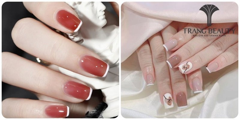 Mẫu sơn đầu móng tay trắng phối với các màu pastel nhẹ nhàng, tạo sự trẻ trung