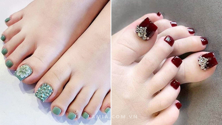 Màu sơn móng chân đẹp 2024 đắp gel bền màu, tinh xảo