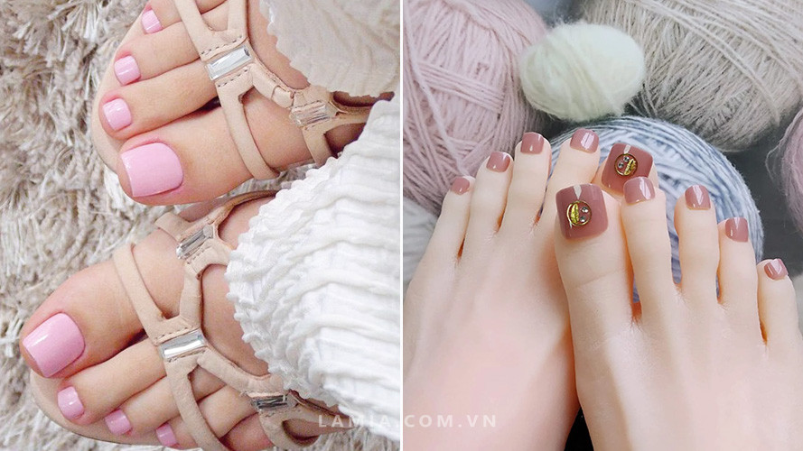 Màu sơn móng chân đẹp 2024 hồng nâu ấn tượng