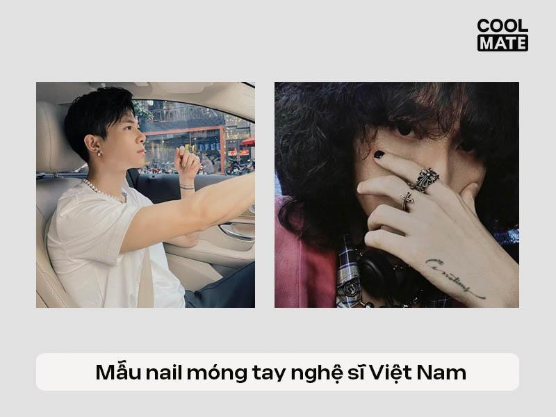 Mẫu sơn móng tay của diễn viên Anh Tú với phong cách đơn giản và ca sĩ Sơn Tùng M-TP với màu sơn đen mạnh mẽ