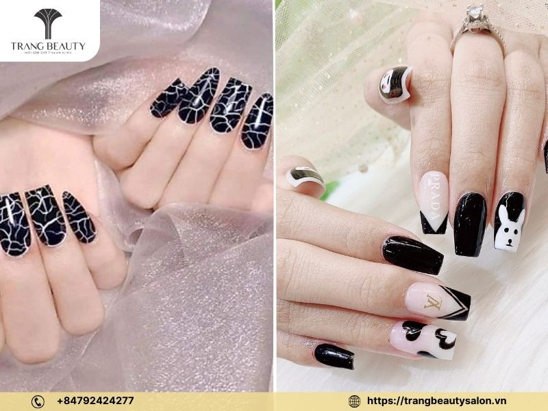 Mẫu sơn móng tay đẹp 2024 màu đen huyền bí