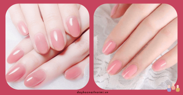 Mẫu sơn móng tay hồng phấn trơn bóng