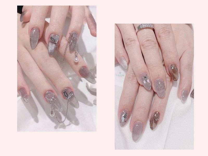 Màu sơn móng tay nhũ lấp lánh quyến rũ, đặc biệt cho làn da ngăm
