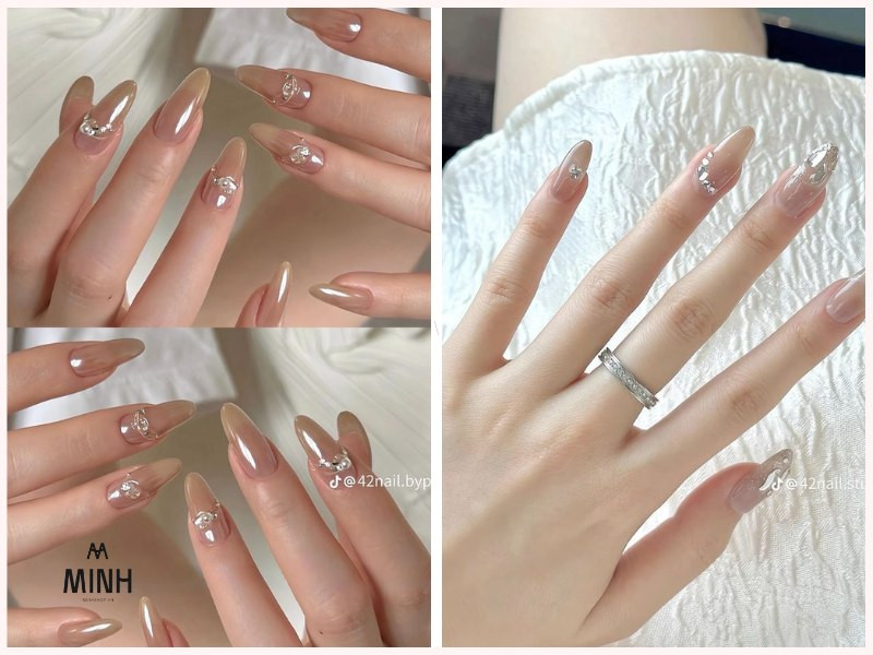 Mẫu sơn thạch móng tay đẹp, xu hướng nail trong suốt được yêu thích
