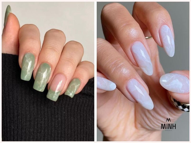 Màu thạch móng tay vân đá sang trọng, nghệ thuật