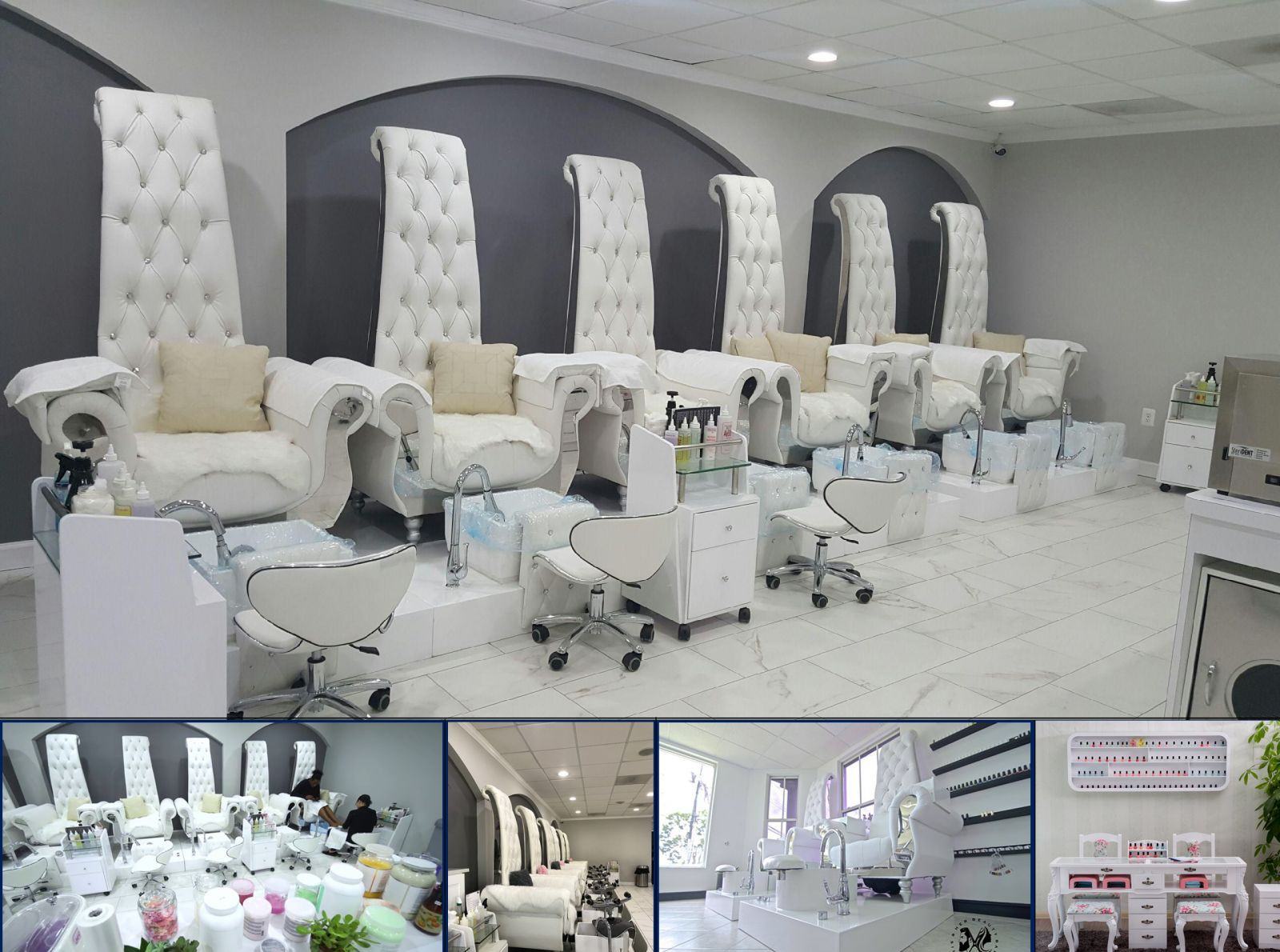 Mẫu thiết kế tiệm nail tân cổ điển với combo nội thất quý tộc