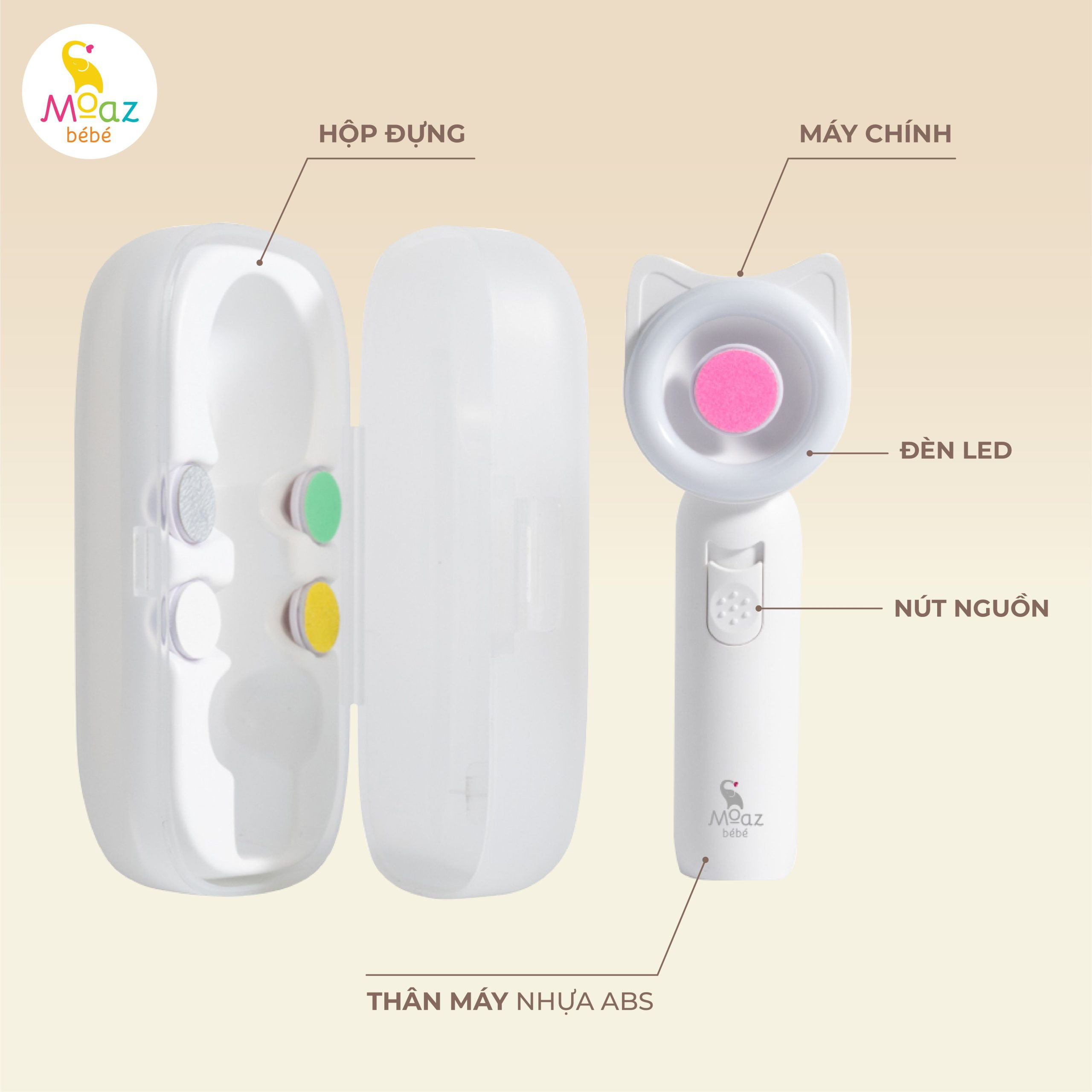 Máy bấm móng tay tự động nhỏ gọn màu trắng, an toàn cho trẻ em