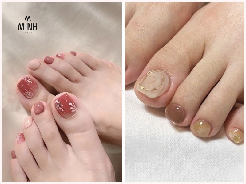 Móng chân màu thạch trong trẻo, mang lại vẻ đẹp nhẹ nhàng và tự nhiên cho làn da ngăm